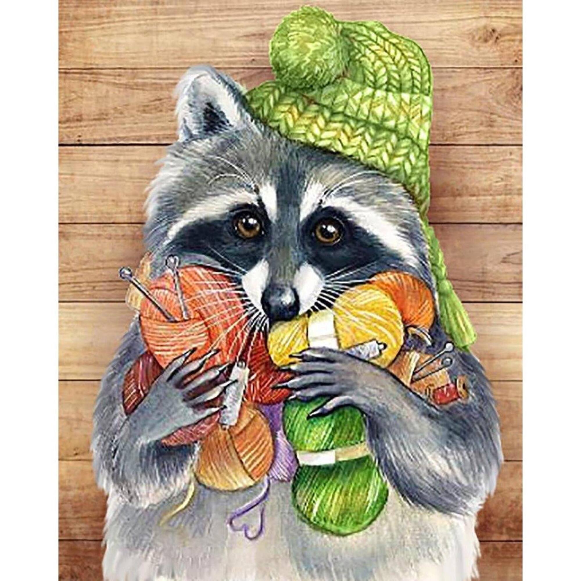 Crafting Spark Racoon with Threads Diamond Painting Kit
